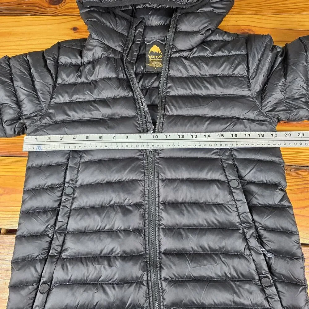 Burton Women's Evergreen Long Down Puffer Jacket Size S Black Full Zip Hooded